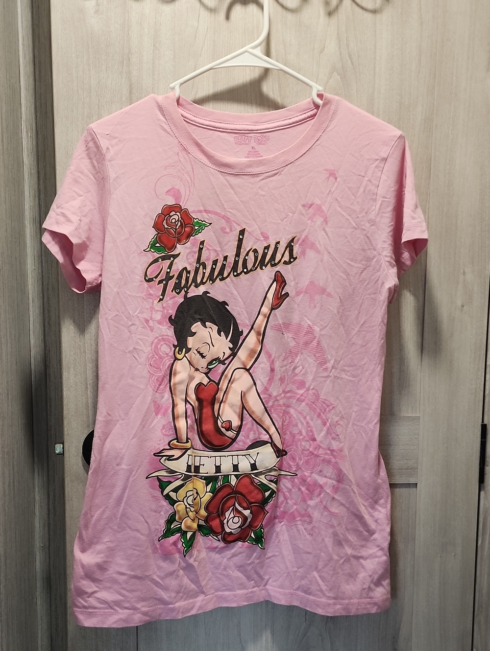 Betty Boop Fabulous Pink Graphic Tee Shirt Women’s Y2K Tattoo Rose Retro | XL